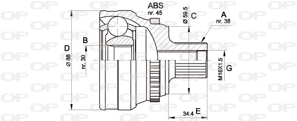 OPEN PARTS Шарнирный комплект, приводной вал CVJ5139.10